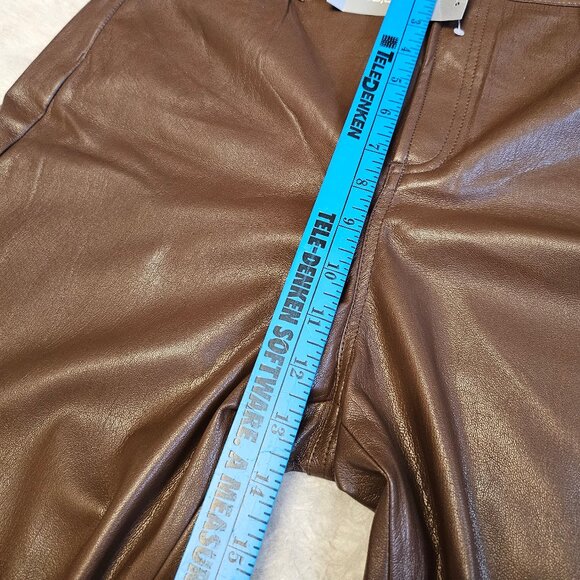 Chico's Women's Brown 5 Pockets Faux Leather High Rise Straight Legs Pants 3R/L - Picture 5 of 8